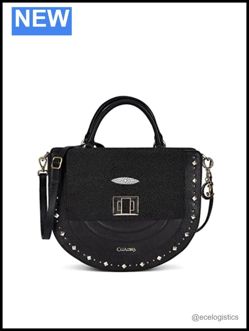 Genuine Stingray Leather Satchel Handbag with Braided Handle